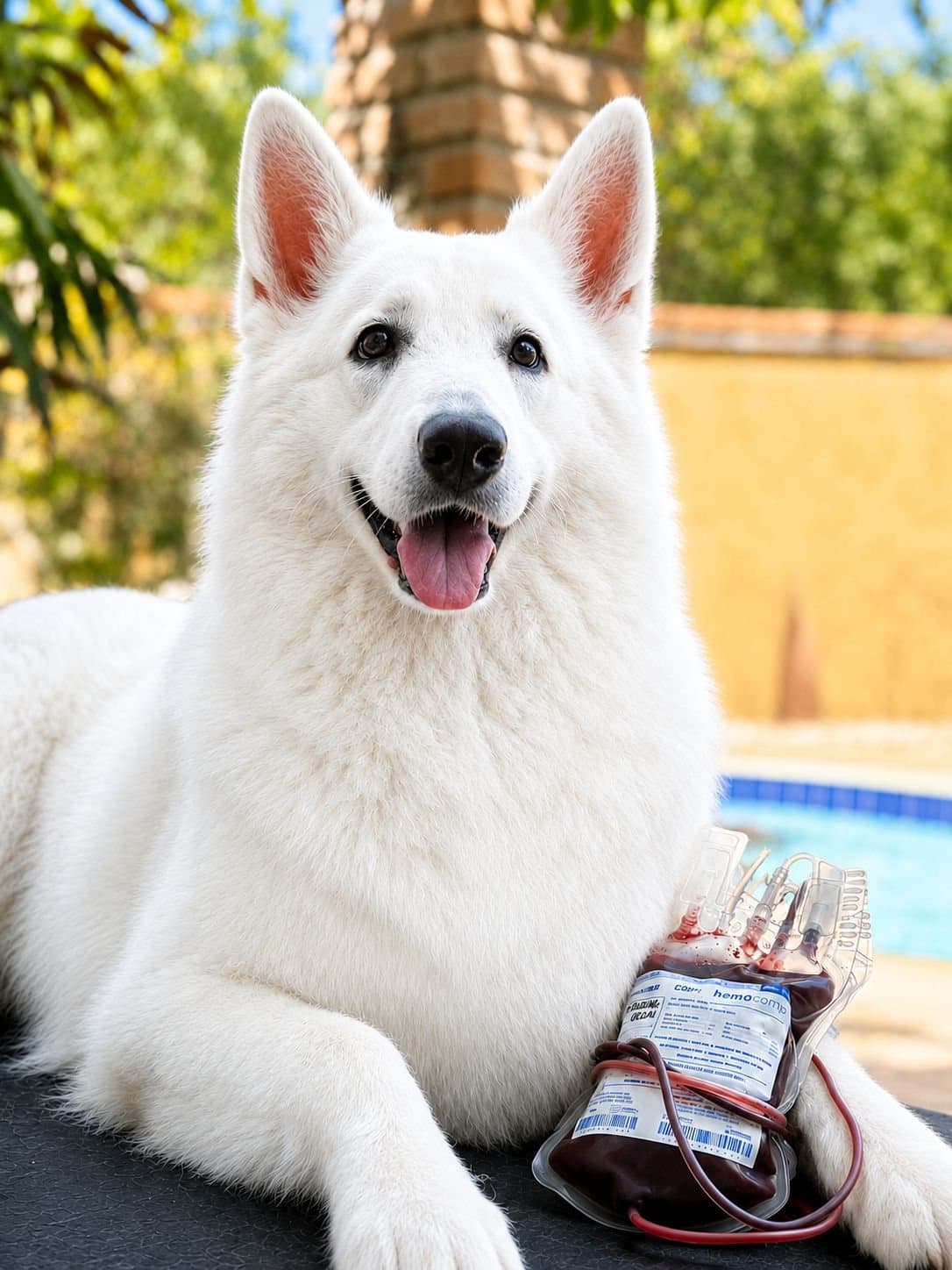 Cão doador saudável com hemocomponente após coleta